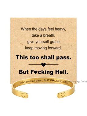 Stainless Steel Inspirational Cuff Bracelet This Too Shall Pass Engraved
